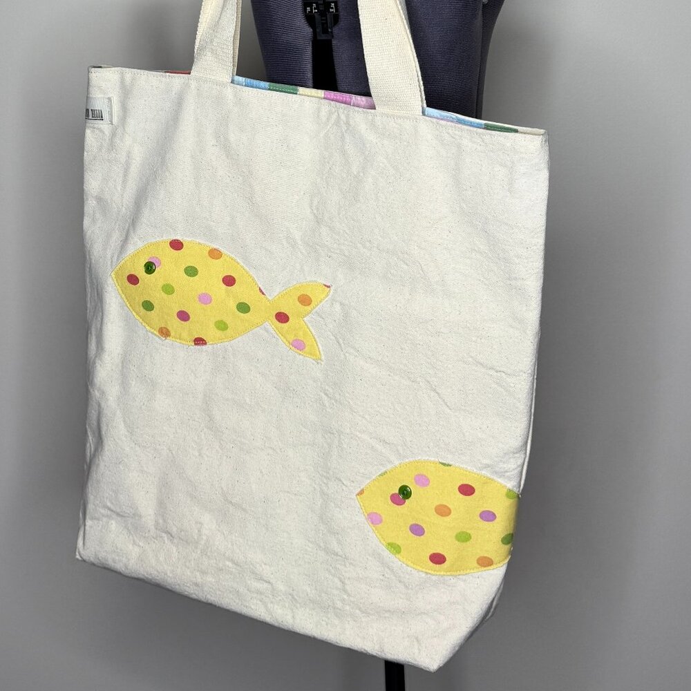 Oversized Canvas Shoulder Fish Bag